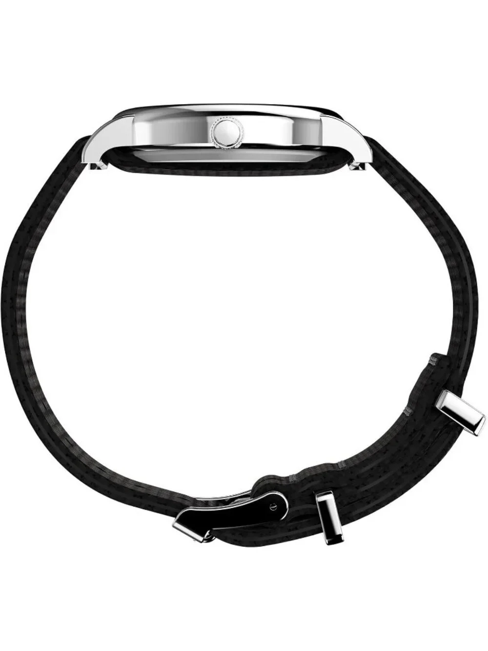 Unisex All Black Analog Quartz Nylon Fabric Slip Strap Adjustable Durable Watch